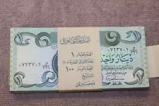 3-Three Original Bank of Iraqi One Dinar Bank Notes from Unused Wartime Bundle!