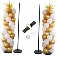 Balloon Stand - Set of 2, 56 Inch Height Adjustable Splicing Metal Pole Black