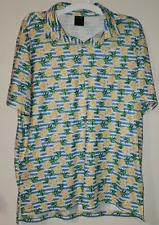 Tropical Bros Shirt Polo Hawaiian Pineapple All Over Print Large Exc. Condition