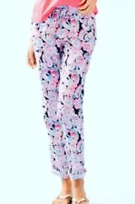 Lilly Pulitzer Aden High Tide It's For Shore 100% Linen Pants Size Small