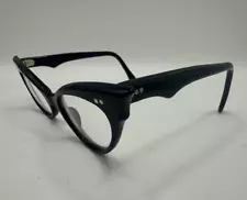 New ListingQualite France Vintage Cat Eye Eyeglasses Frames TWFC Black appx 48-16-125