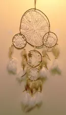 Handcrafted Dreamcatcher - Crochet & Feather Design 34+" Window-Wall Jewelry