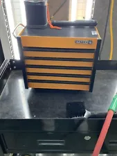 Orange Matco Mini Tool Box with Wheels