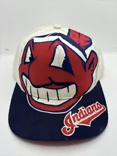 RARE Big Logo CHIEF WAHOO Vintage The Game Cleveland Indians Snapback Hat