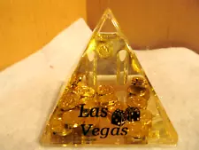 Las Vegas Souvenir Gold Coin Paperweight/Pen Holder Snow Globe