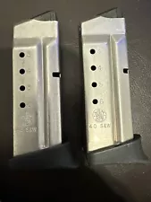 Two M&P Shield 40S&W 6-Round Stainless Steel Pistol Magazines