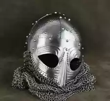 Medieval Chainmail Norman Helmet Larp Replica Sca Head Wear Costume For Roleplay