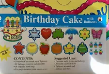 Birthday Cake With Ballon’s And Cupcake Name Tags Bulletin Board Set