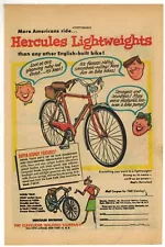 c1950 HERCULES LIGHTWEIGHTS Bicycles Advertisment