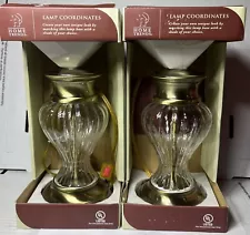 Vintage Home Trends Brass/Glass Portable Corded Electric Table Lamps Set Of 2