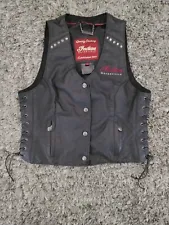 Vintage Indian Motorcycle Leather Vest Womens Large Since 1901, Biker Motorcycle