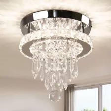 Modern Crystal Ceiling Light LED Chandelier Flush Mount Light Fixture for Foyer