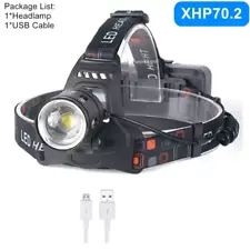 Powerful XHP70.2 XHP50.2 Led Headlamp Headlight Zoom Head Lamp Flashlight Torch