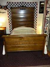 Antique Oak Bed Full size ornate carvings Refinished early 1900's era