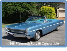 1968 Plymouth Fury III Convertible Auto Car Refrigerator / Tool Box Magnet