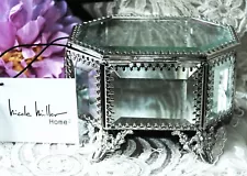 NWT Nicole Miller BEVELED GLASS METAL MIRROR BOTTOM JEWELRY/TRINKET BOX