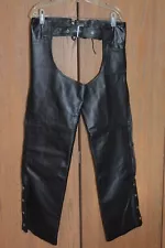 Leather Limited Brand Women’s Black Leather Riding Motorcycle Chaps Size M