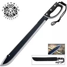 Colombian Machetes Sawback Survival Machete and Sheath | Wrist Lanyard | 24"