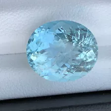 Natural 9.65 Carat Oval Cut Blue Aquamarine Loose Gemstone From Skurdu Pakistan