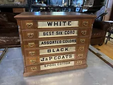 1800’s J & P Coats Walnut Spool Thread 6 Drawer Cabinet