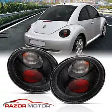 1998-2005 Fit Volkswagen VW Beetle Black Euro Rear Brake Tail Lights Pair Lamps (For: 2005 Volkswagen Beetle)