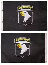 2x3 ft 101st Airborne Black Double Sided Nylon Embroidered 2'x3' Flag Grommets