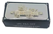 Vintage Emson Miniature Dollhouse Silver Tone 5 Piece Tea Set #9940 SEALED