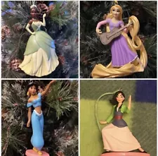 SALE!! (4) Disney Princess Christmas Ornaments Jasmine Rapunzel Tiana Mulan