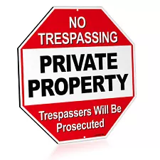 Anley Private Property No Trespassing Security Alert Warning Sign 12" x12"