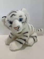 Miyoni White Bengal Tiger Cub Cat Realistic Plush Sitting 14” Plush Blue Eyes