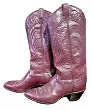 Vintage Tony Lama Cowboy Cowgirl Burgundy Mahogany Leather Boots Sz 8