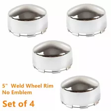 Chrome 4 Piece 5" 5inch Deal Weld Racing 8 Lug Wheel Rim Snap in Center Caps Cap