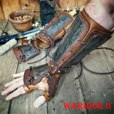 Medieval Men's PU Lace Arm Wrist Cuffs Bracers Warrior Gauntlet Glove Cosplay