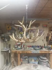 Real Antler Chandelier Mule Deer Hanging Lamp Ceiling Pendant Rustic Log Cabin