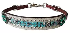 Showman Teal & White Navajo Print Leather Wither Strap