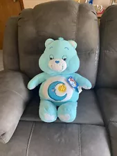 2002 Care Bears Large 30” Bedtime Bear Plush Jumbo Pillow Blue Moon Star