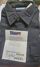 Blauer Shirt Men’s L Navy Blue 8203N Woven Long Sleeve Snap Front Nomex