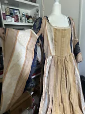 Blue And gold Renaissance Tudor Princess Queen LARP Dress 1x