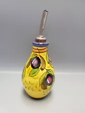 Italy Intrada Hand Painted Ceramic Pottery Olive Oil Bottle Dispenser Colorful