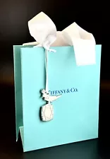 Tiffany & Co Classic Blue Shopping bag w/S/Steel “Bird on a rock” charm. NEW