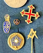 5 Masonic Order Lapel Pins - great variety and style