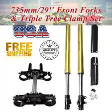 Upside Down 29" Front Forks Triple Tree Clamp Set For Dirt Pit Bike 110cc 125cc