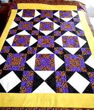 Patchwork Quilt top .Jacob's Ladder 100% cotton . Made in Iowa