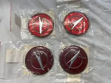 1966-67 FORD THUNDERBIRD WIRE WHEEL CENTER EMBLEM - RED SET OF 4 NEW