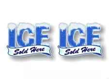 2 ICE Sold Here 5'' Decals Concession Stand Convenience Store Gas Station Frozen