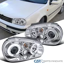 Fit VW 99-06 Golf Mk4 GTI R32 Cabrio Clear Halo Projector Headlights Head Lamps