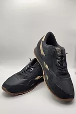 Reebok Classic Nylon Size 9 Sneakers Running Shoes Black And Gold