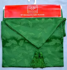 Lenox Holiday Holly Damask Green 90" Table Runner NEW