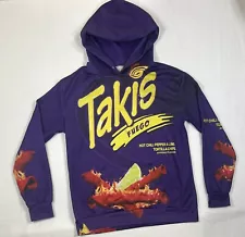 Takis Fuego Size M Junk Food Purple Pullover Hoodie Printed Thin Polyester Men