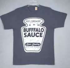 BUFFALO SAUCE Shirt Adult Large Gray Graphic Chicken Wing Sauce Dip Eat Food Men